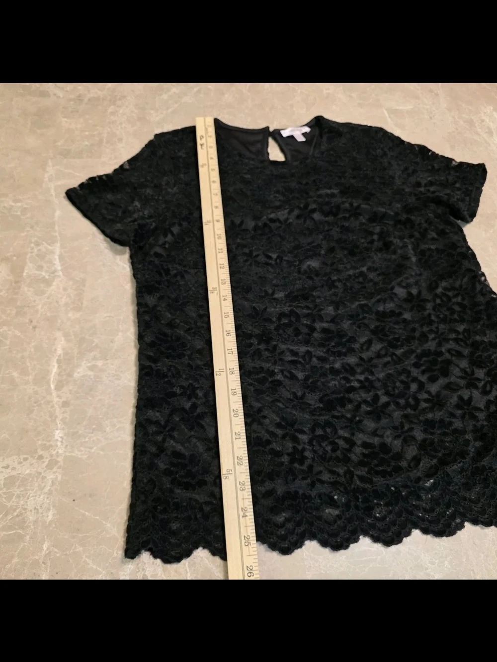 Black Floral Lace Short Sleeve Blouse